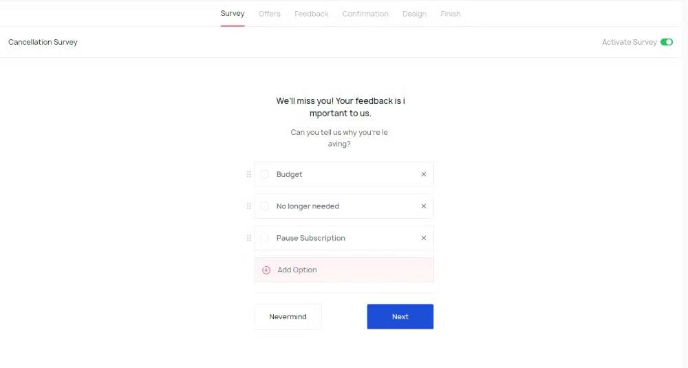 churnfree form survey