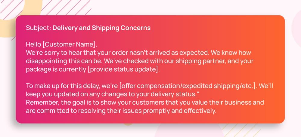 shipping issue email templates