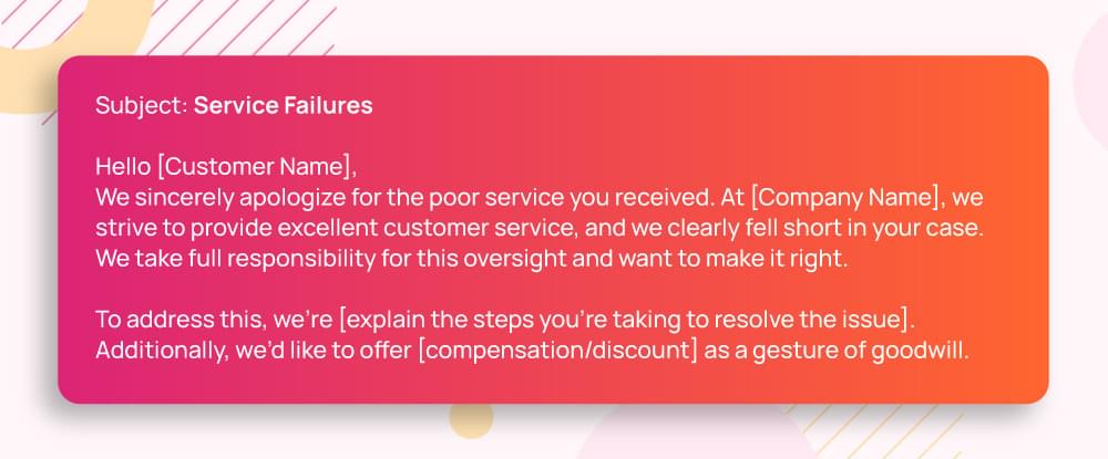 service failures email template